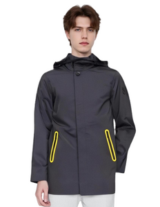 Стильный непромокаемый мужской плащ со съемным капюшоном