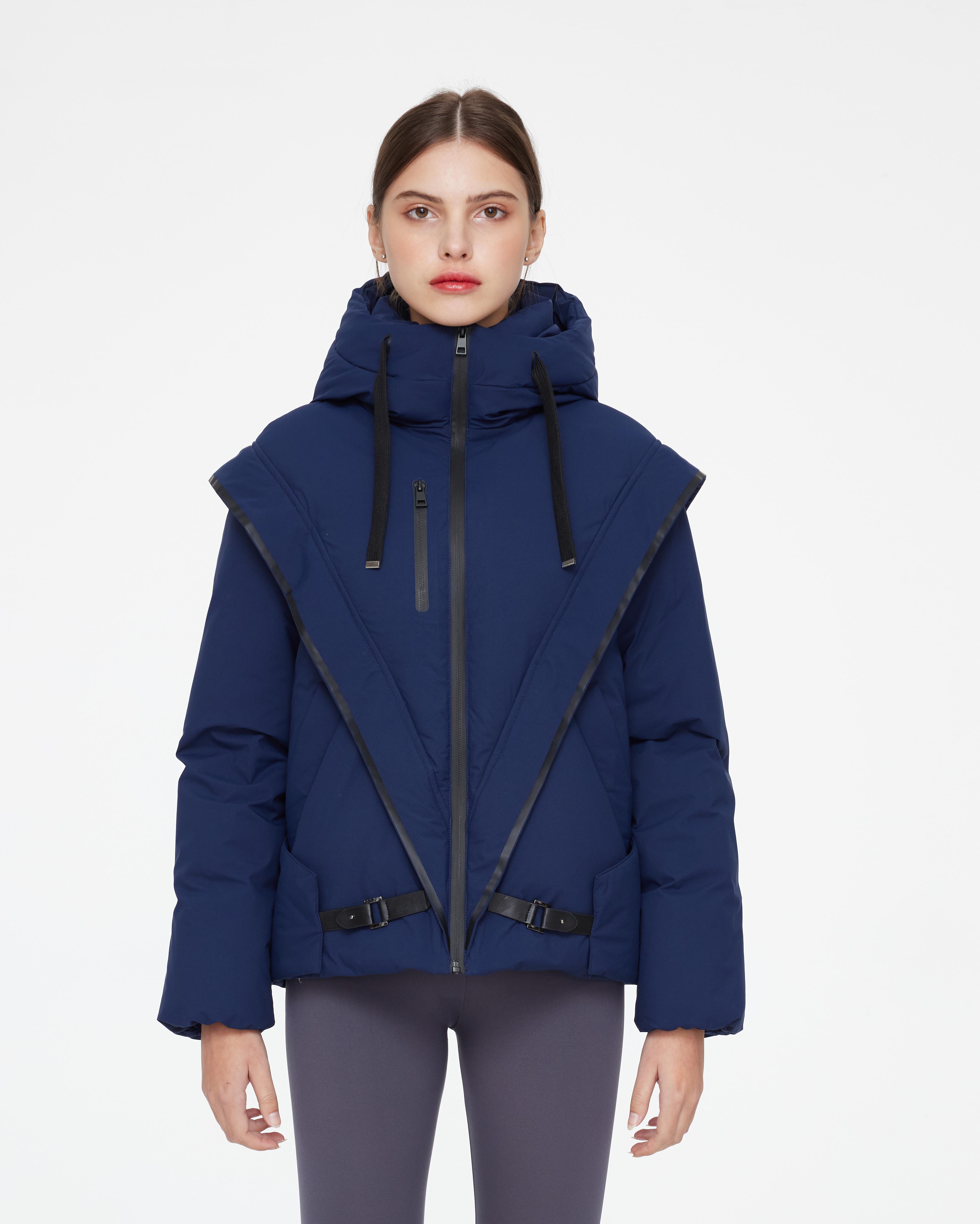Kurze winddichte, wasserabweisende und warme Daunenjacke f&uuml;r Damen f&uuml;r den Winter
