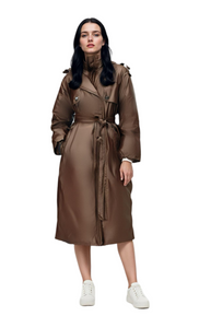 Satiinist pikk mantel bleiserkrae ja reguleeritava v&ouml;&ouml;ga