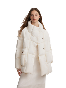 Bijela patka dolje krema bijela stajalica Down Down Jacket za žene - Nova zimska modna ručna odjeća za sitne figure
