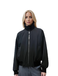 Stand Jacquard Bergaya - Jaket Kasual Wanita Kolar