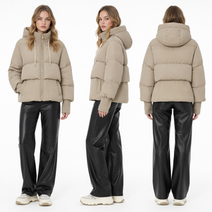Kort Pufferjas met Tweed - Matmengsel