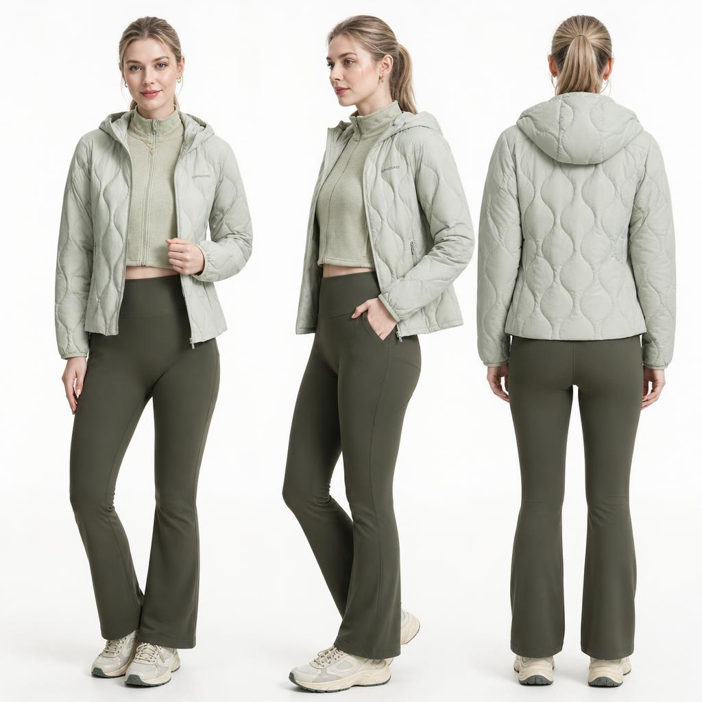 Leichte kurze Daunenjacke f&uuml;r Damen. Modische und vielseitige Oberbekleidung