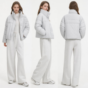 Kurze Pufferjacke in Nebelgrau f&uuml;r Damen 