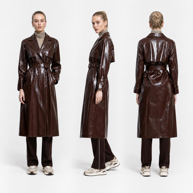 Koti ua kua whakakikoruatia PU moata Wahine – Burgundy Waterproof Roa o waho